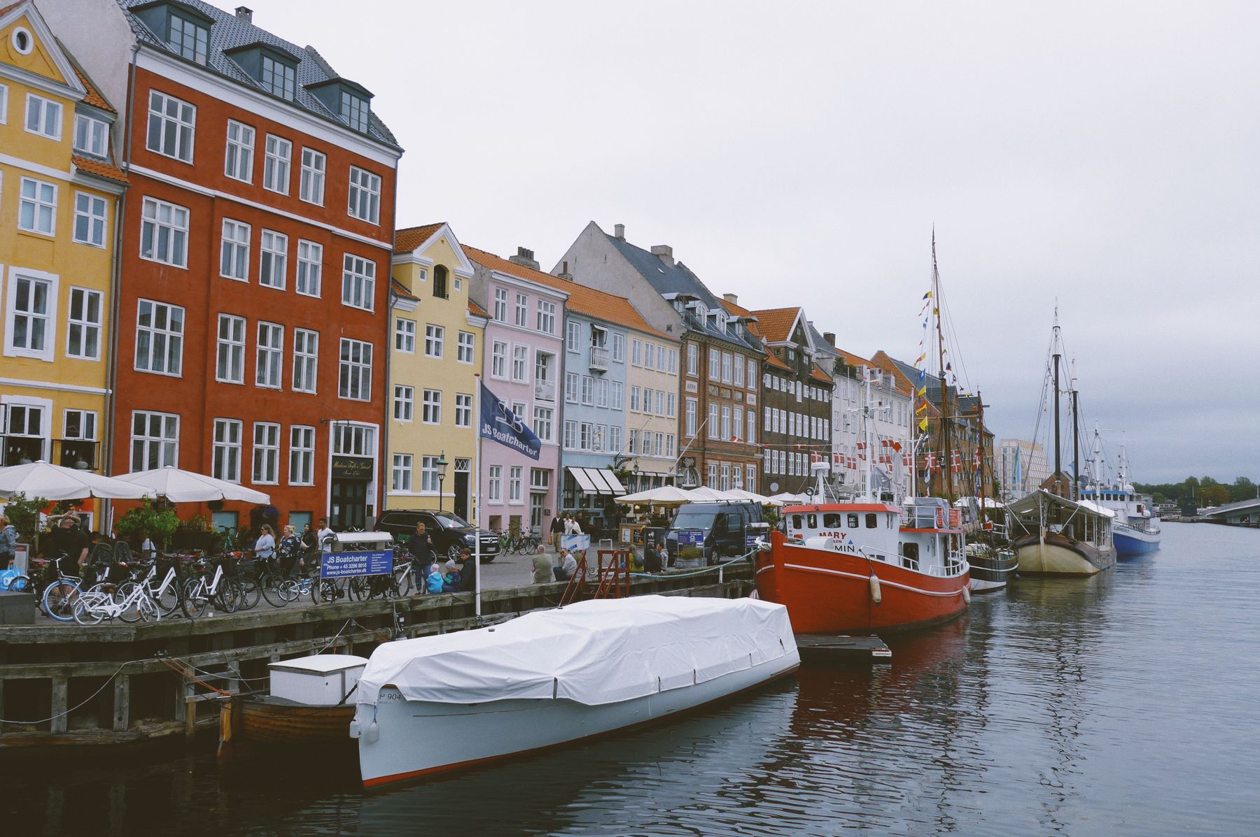 Nyhavn and the harbor in Copenhagen