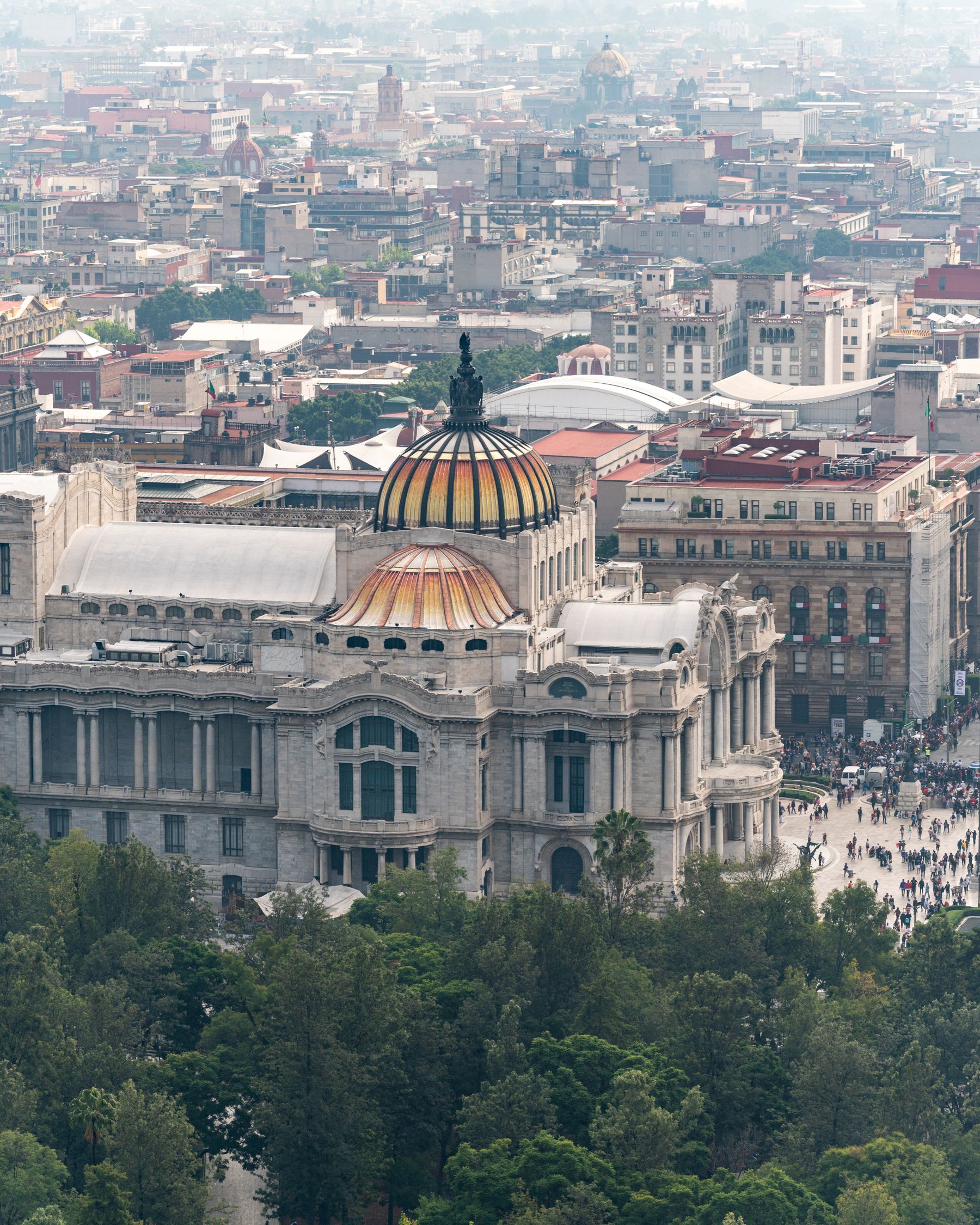 Palacio de Bellas Artes with surrounding Mexico City urban context