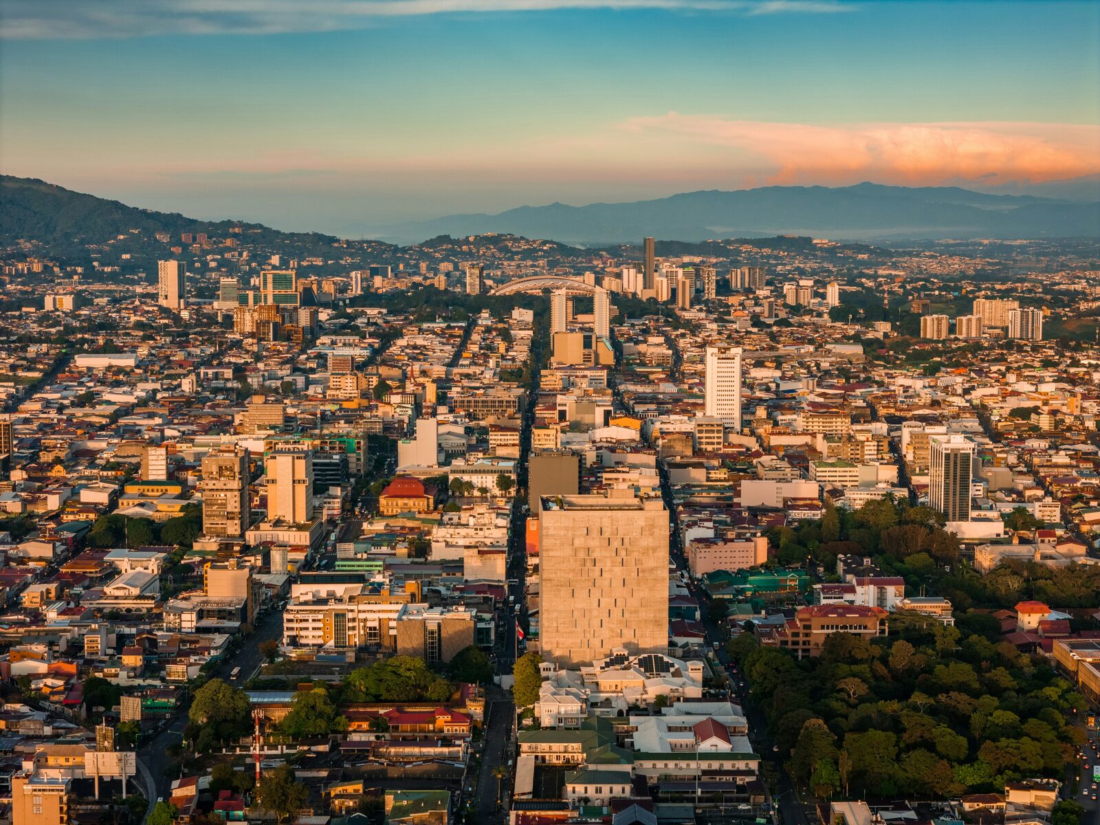 Aerial view across central San José